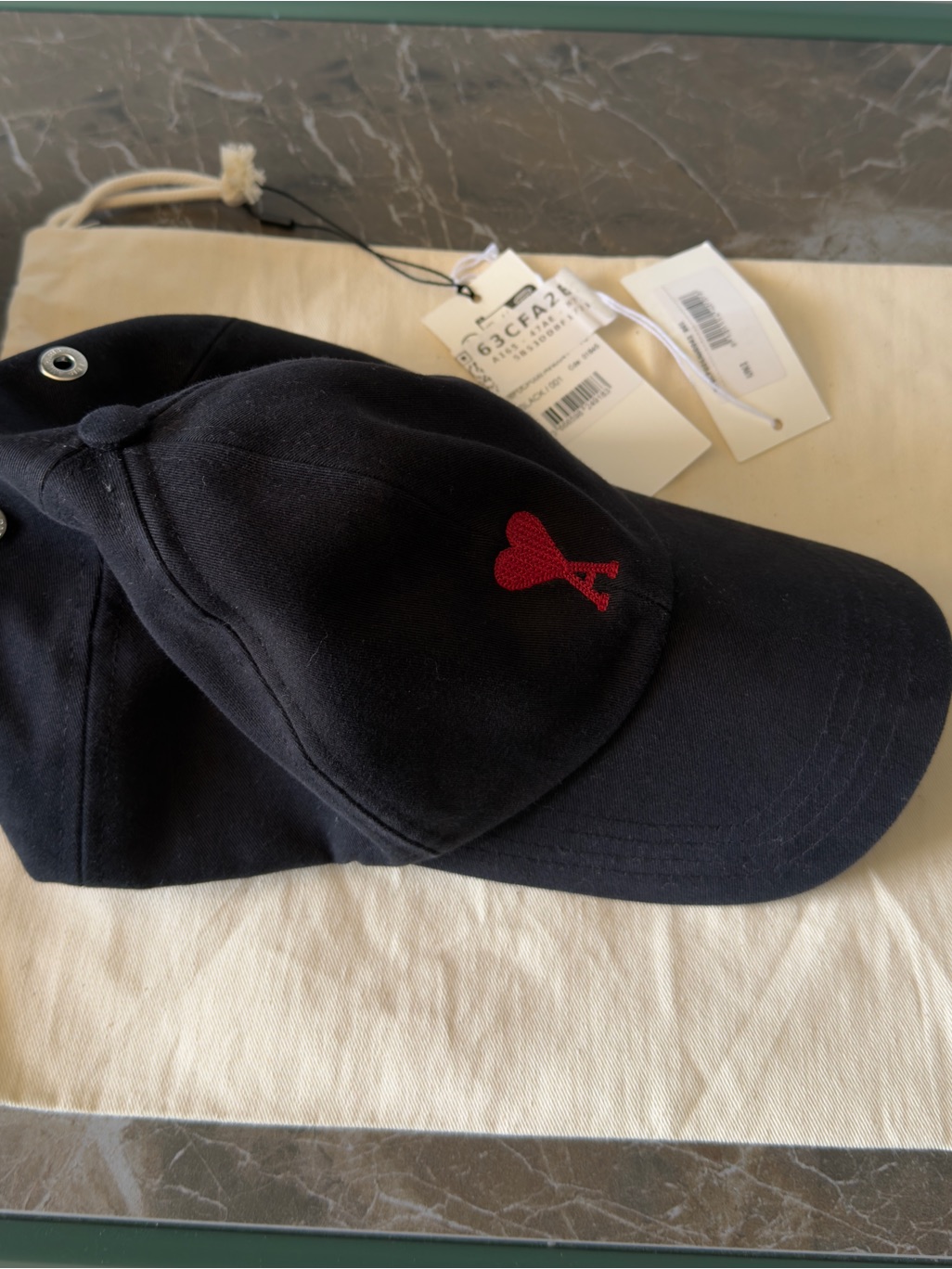 Ami Kids Navy Cap With Red Heart Motif